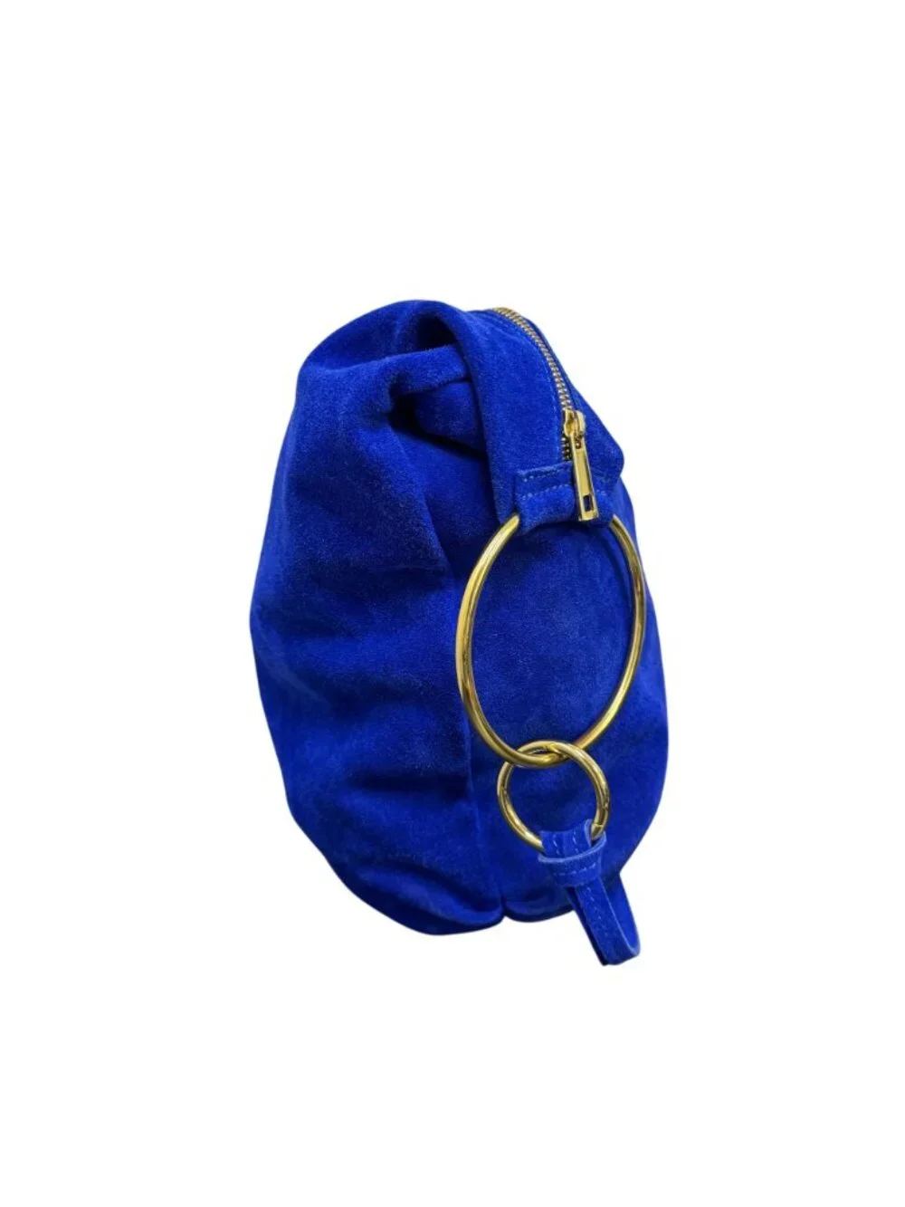 Marlon Blue Genuine Leather Hobo Bag With Gold-Tone Accents